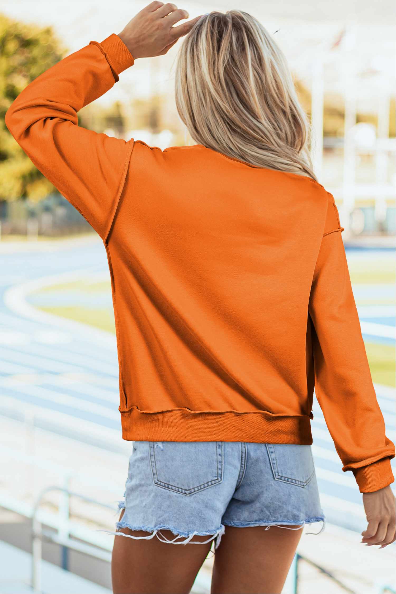 Carrot Floral Pumpkin Double Side Printed Mock Neck Reversible Sweatshirt