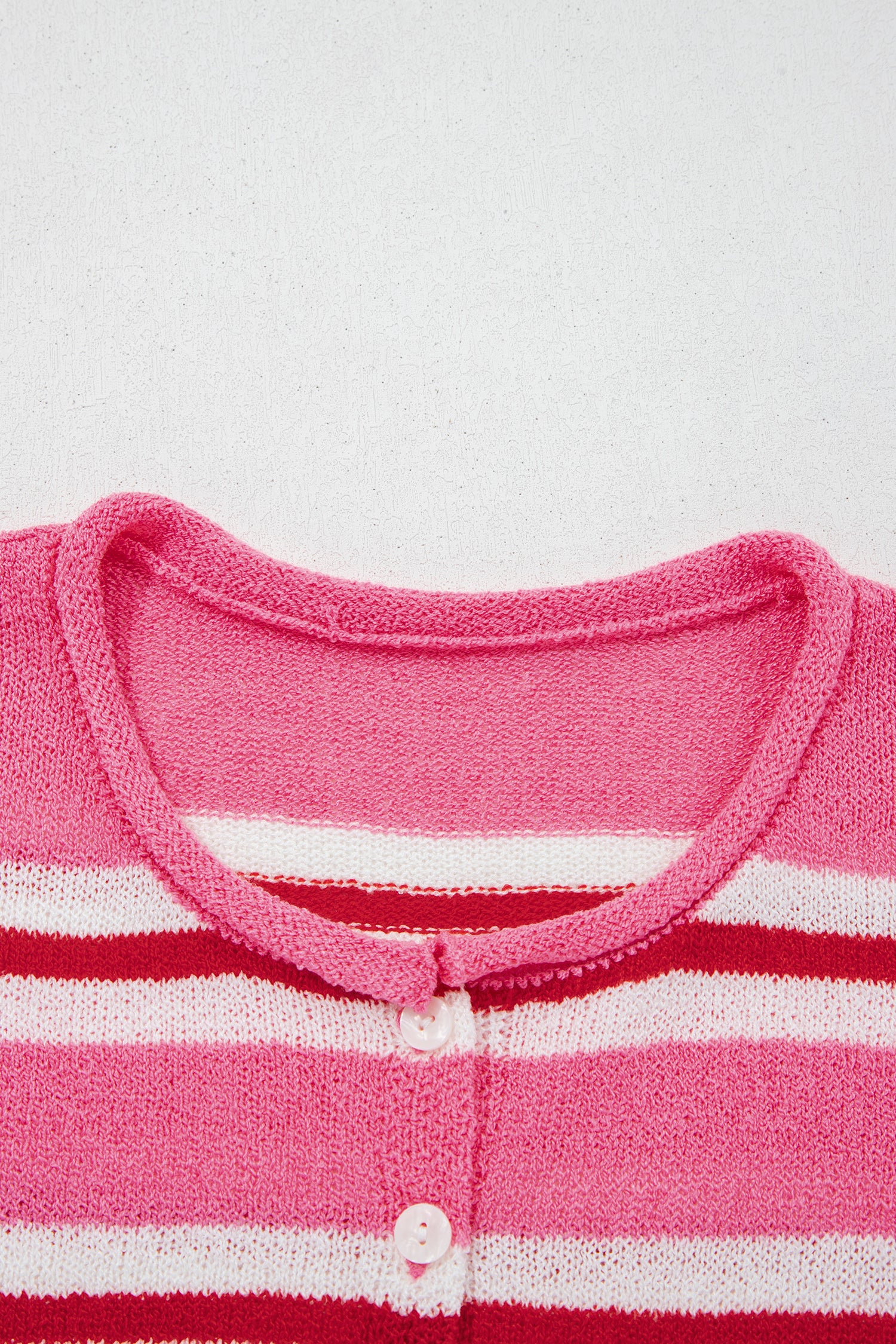 Pink Stripe Striped Drop Shoulder Button Cardigan