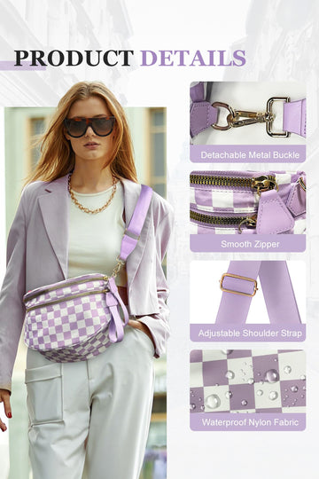 Phalaenopsis Checkered Print Wide Strap Large Crossbody Bag
