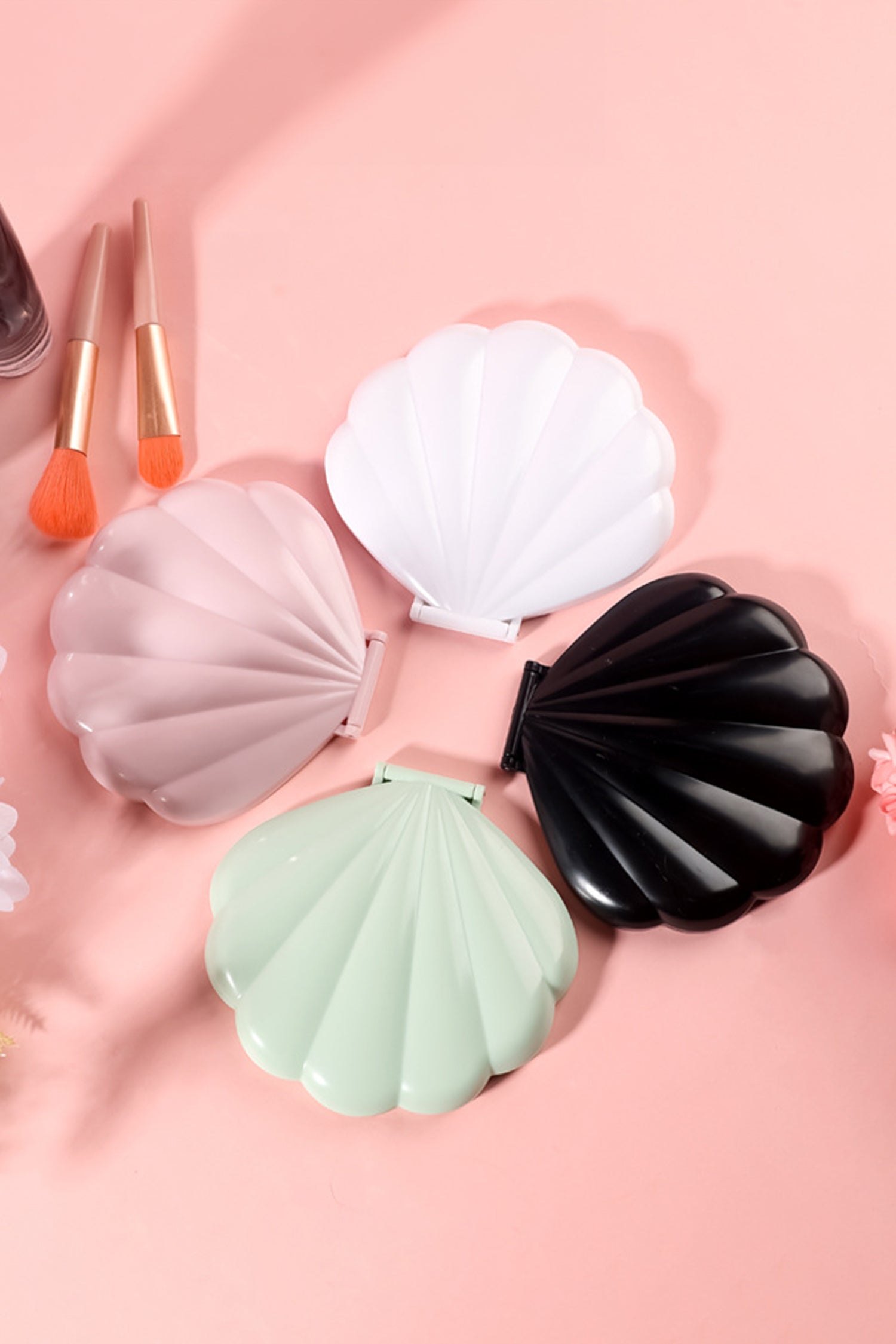 Pink Seashell Mermaid Core Double Sided Makeup Case Mirror