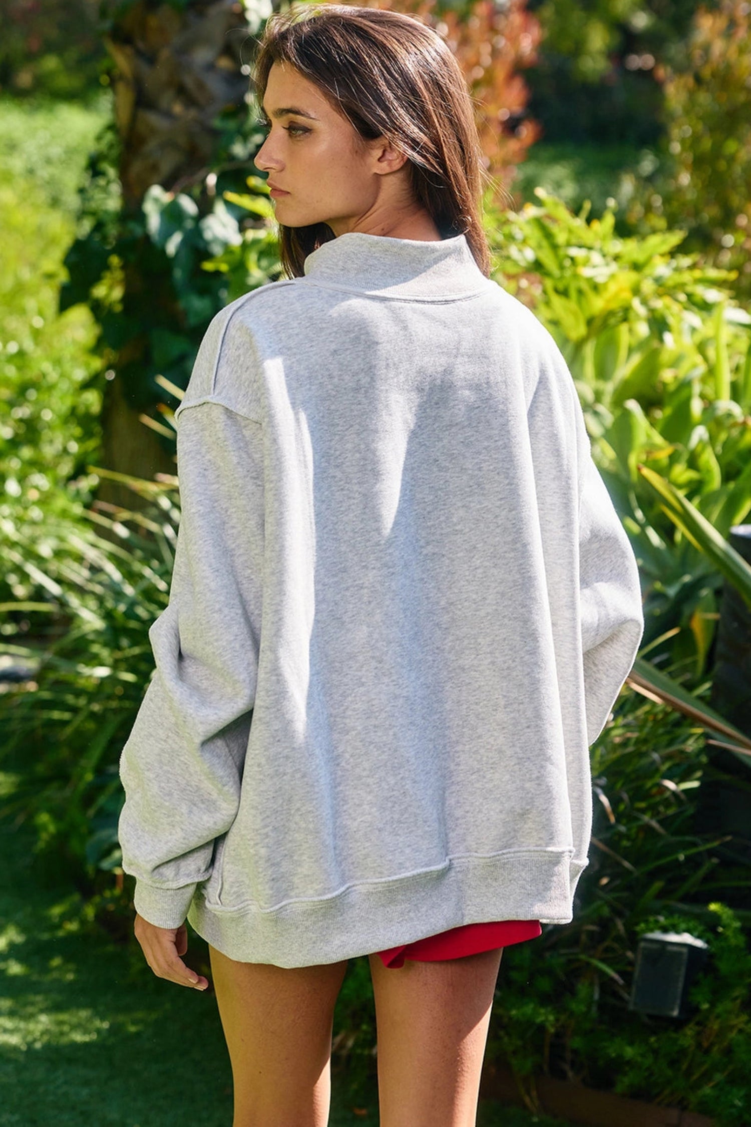 Light Grey FREEDOM/ LEGACY Double Side Printed Reversible Mock Neck Sweatshirt