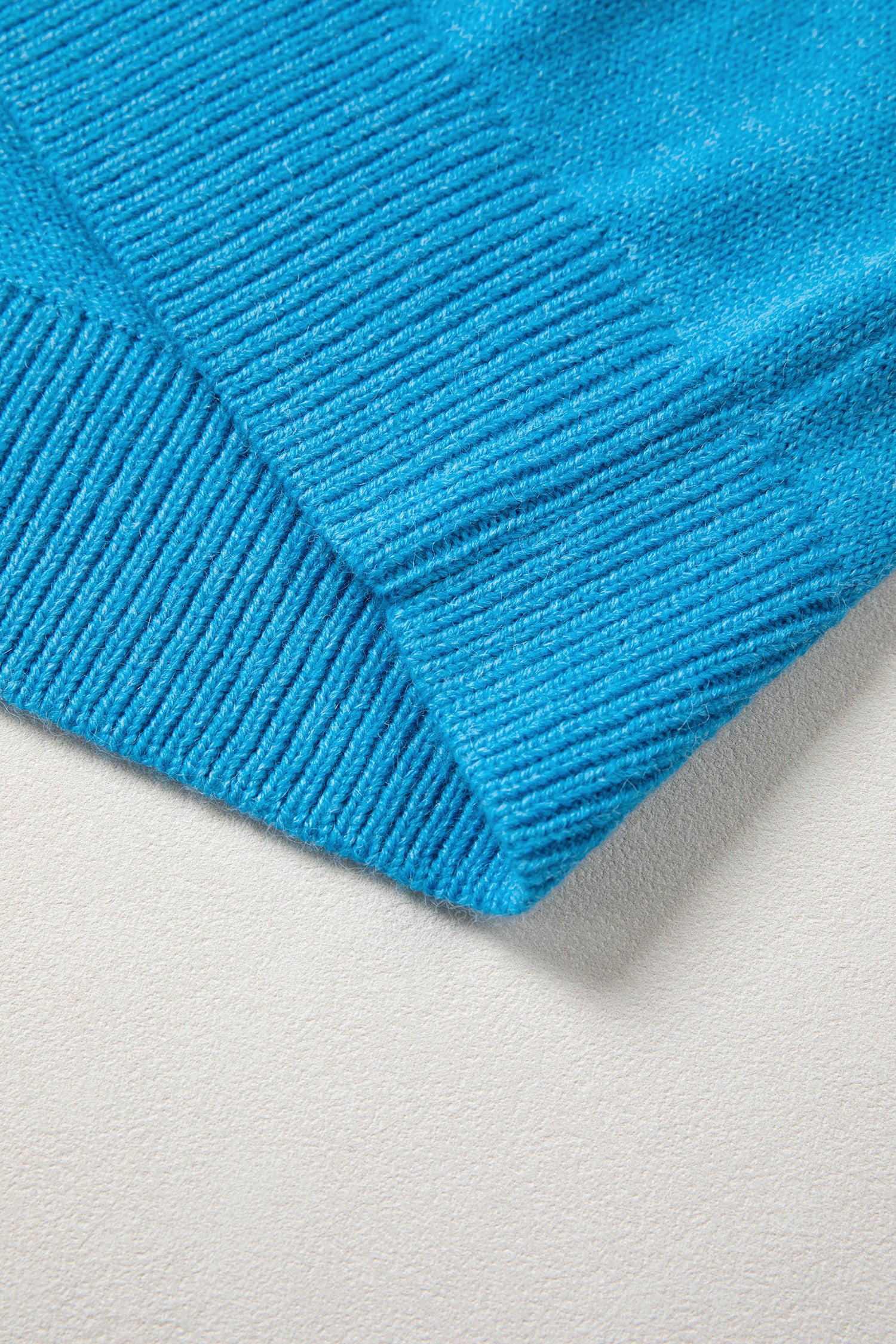 Sky Blue Western Embroidery Drop Shoulder Pullover Sweater