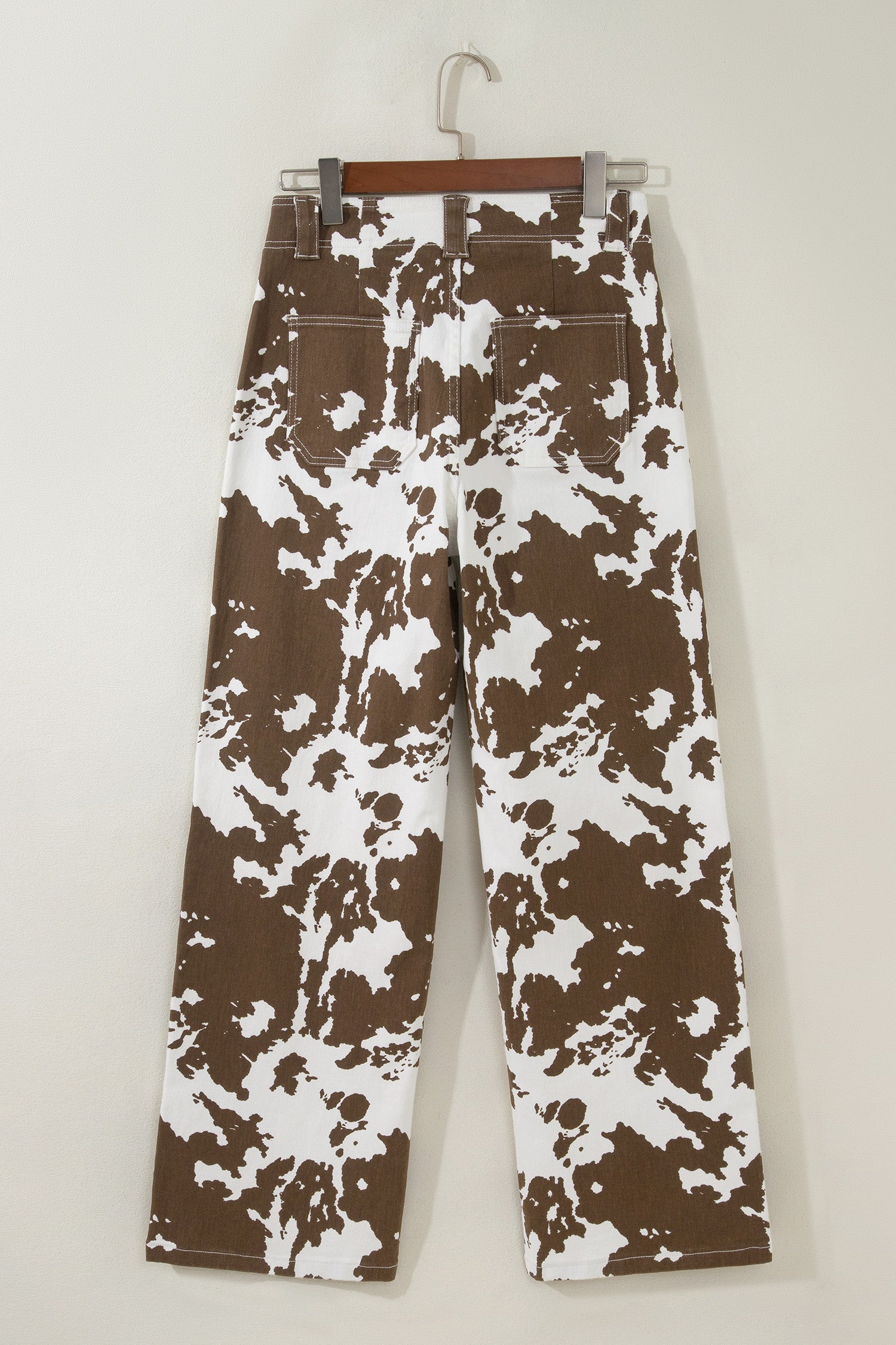 Brown Abstract Pattern Regular Fit Full-Length Western Style Jeans