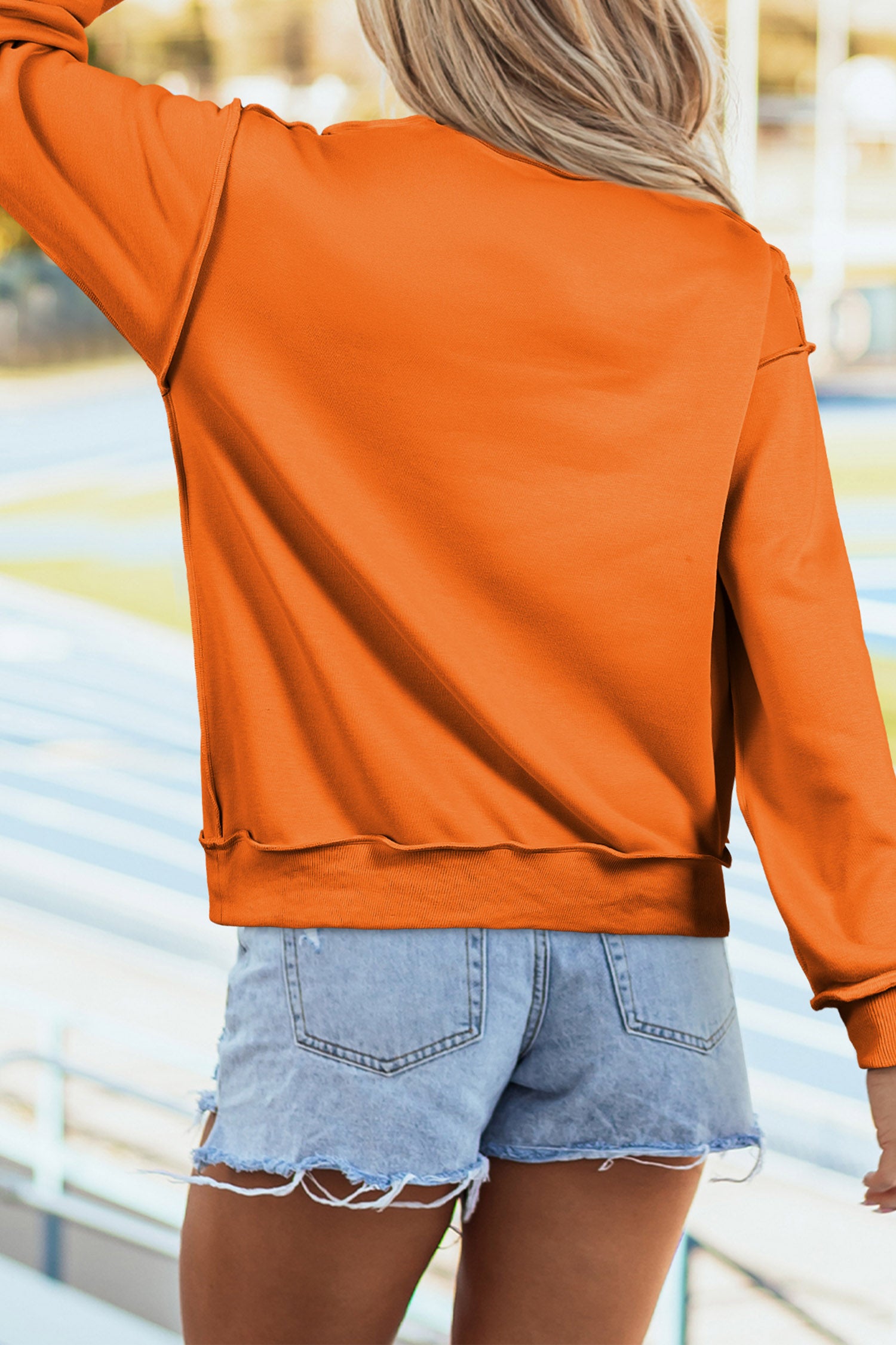 Carrot Sequin Pumpkin Print Mock Neck Tunic Sweatshirt