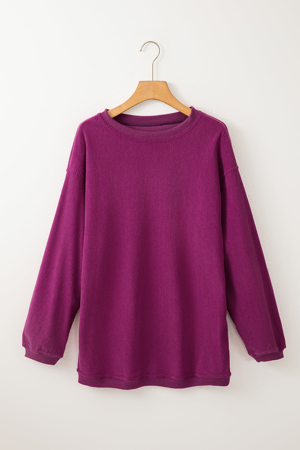 Festival Fuchsia Ribbed Corded Oversized Sweatshirt