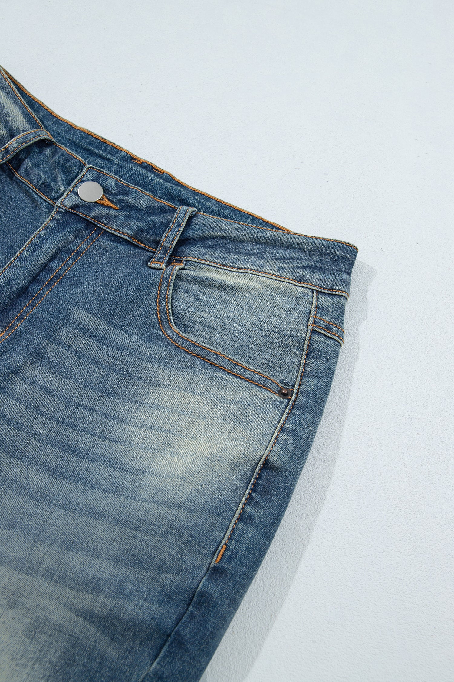 Sail Blue Pocket Detail Flare Leg Jeans
