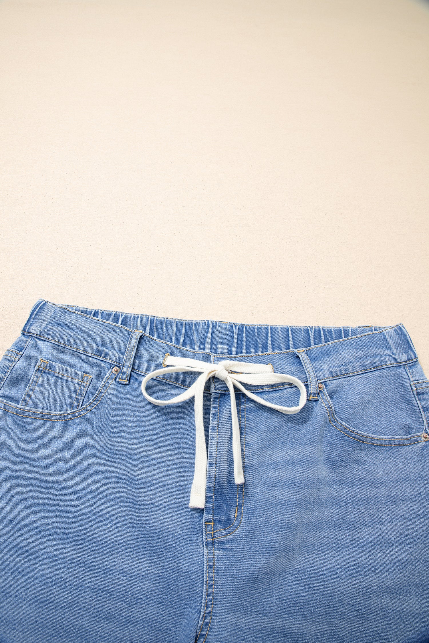 Iceland Blue Acid Wash Contrast Lace-up Plus Size Jeans