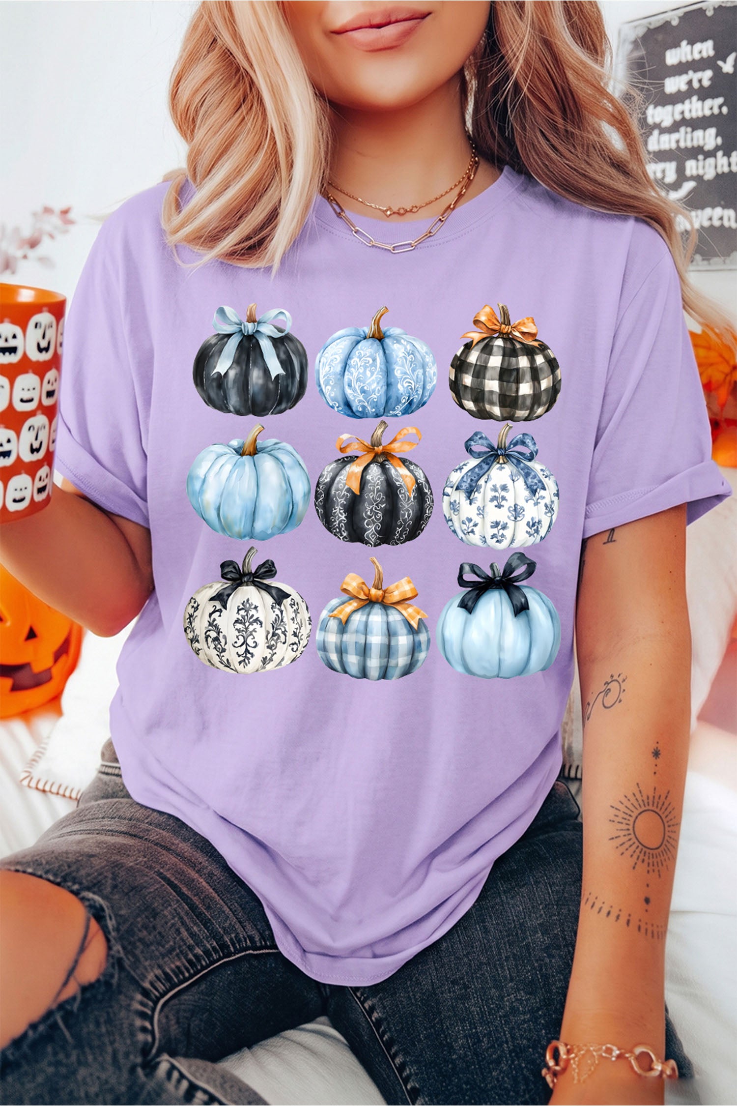 Wisteria Chic Pumpkin Graphic Relaxed T Shirt