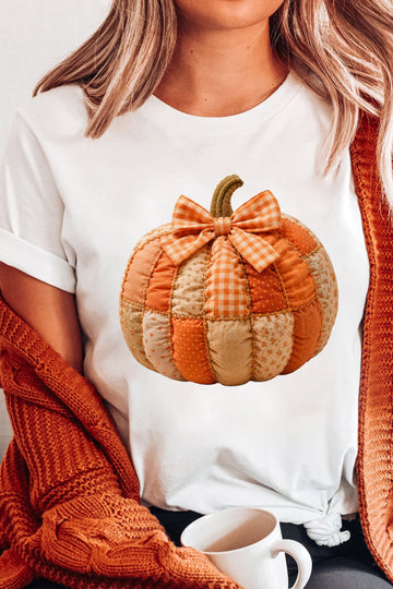 White Pumpkin Printed Thanksgiving Graphic Tee