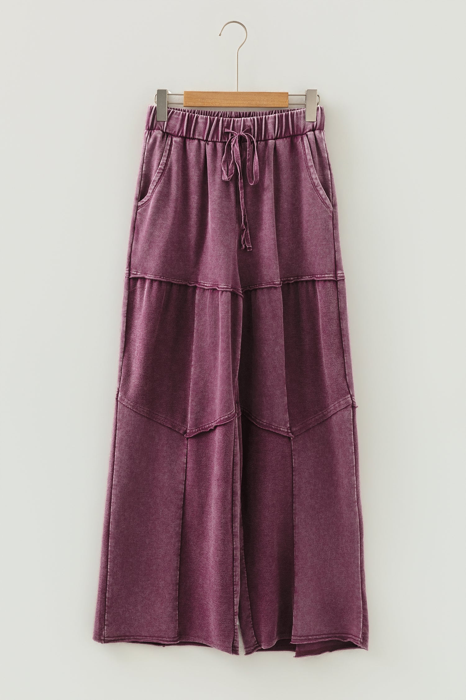 Wild Ginger  Careys Mineral Wash Tiered Wide Leg Patchwork Drawstring Pants