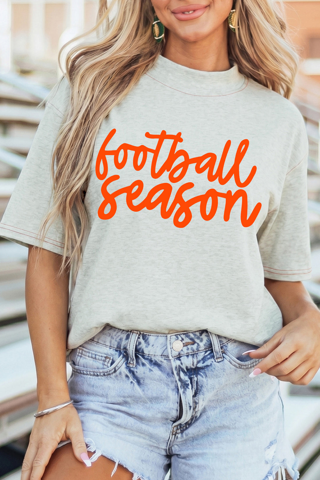 Light Grey Contrast Stitched Rugby/football season Reversible Print High Neck Short Sleeve Top