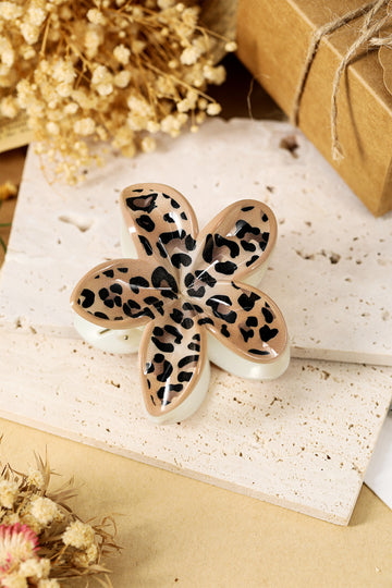 Khaki Leopard 3D Flower Hair Claw Clip