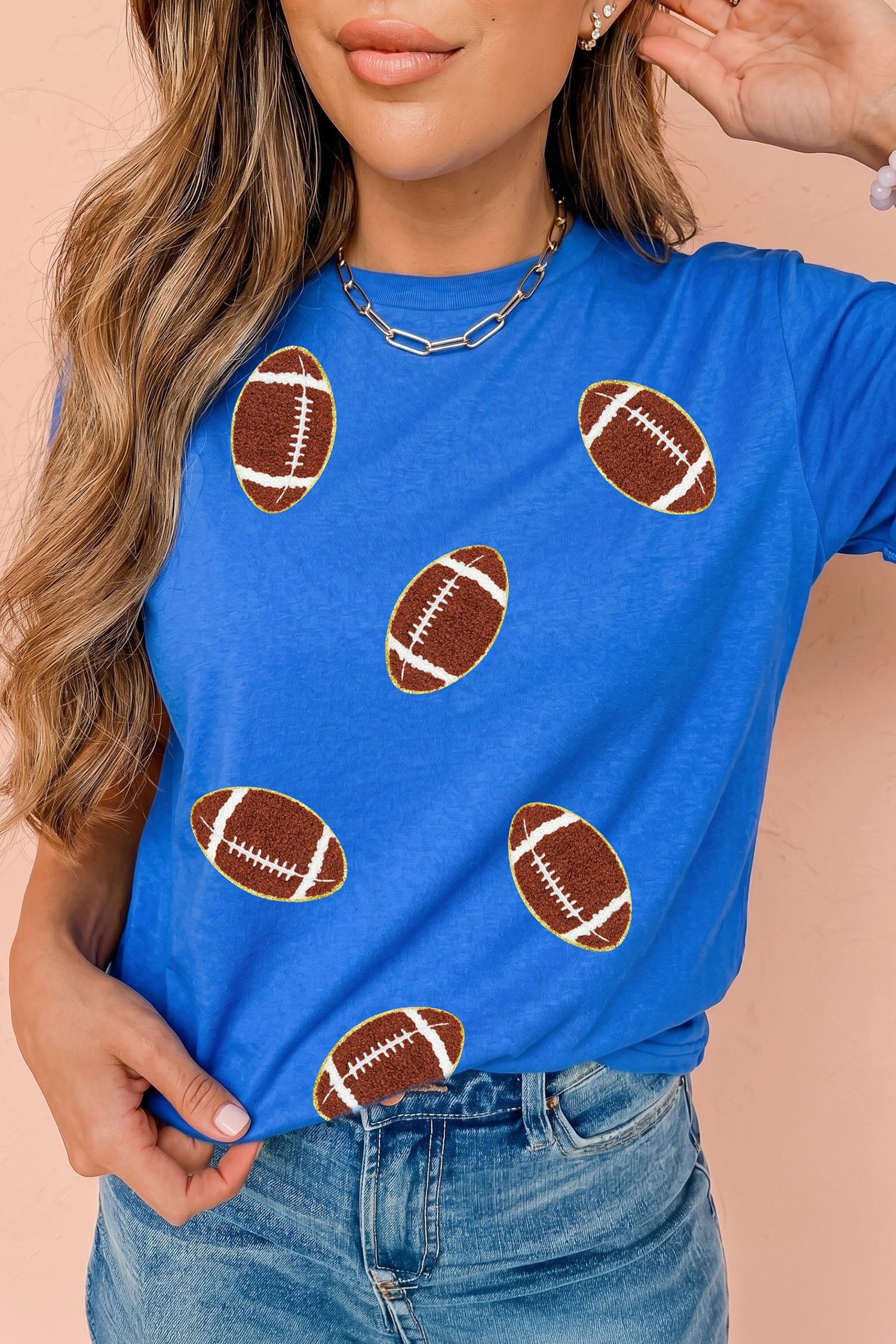Dark Blue Chenille Rugby Patch Graphic Tee