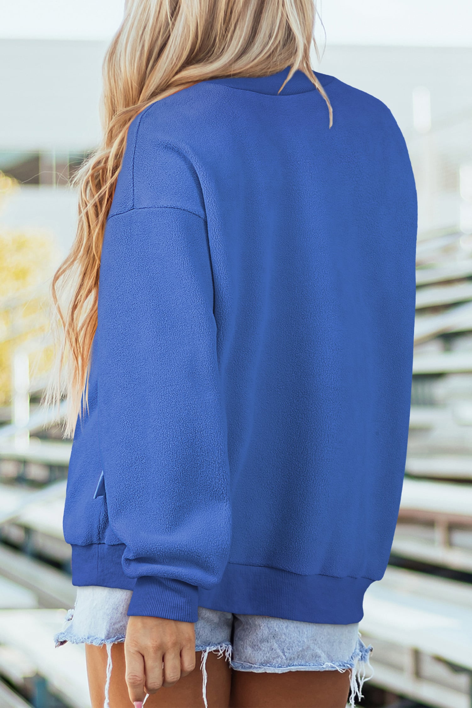 Dark Blue Football Season/Rugby Double Side Printed High Neck Game Day Sweatshirt
