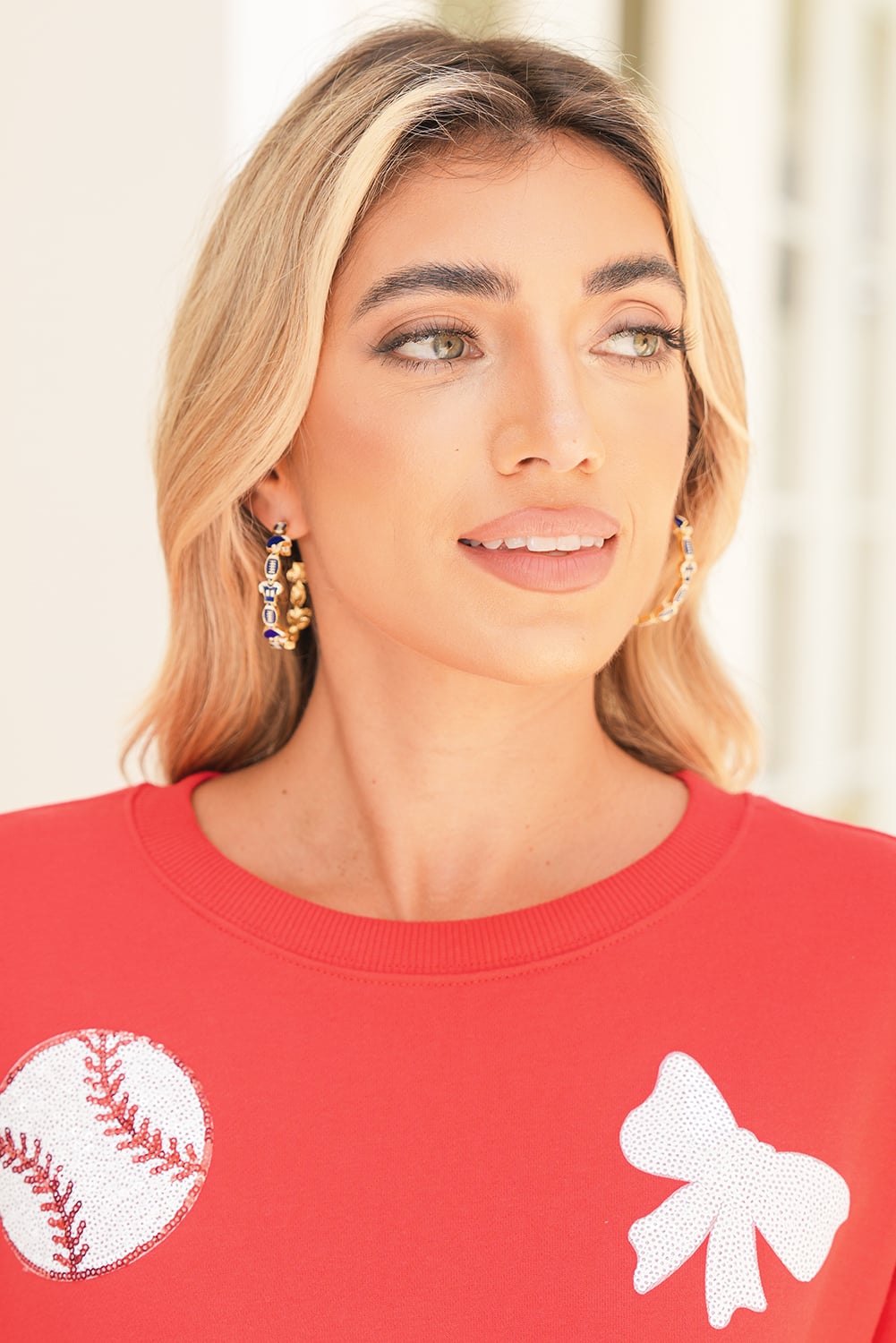 Dark Blue Game Day Football Helmet Jersey Hoop Earrings