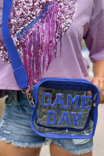 Dark Blue Clear PVC GAME DAY Summer Fashion Single Shoulder Bag