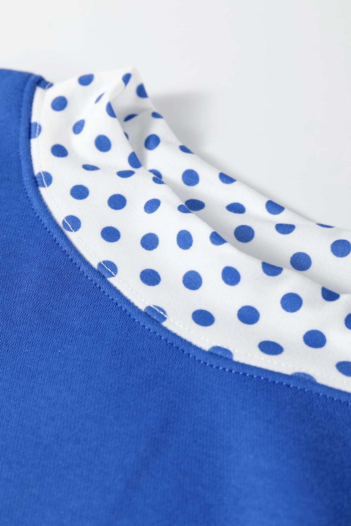 Dark Blue Polka Dot Patchwork Long Sleeve Plus Size Two-piece Outfits