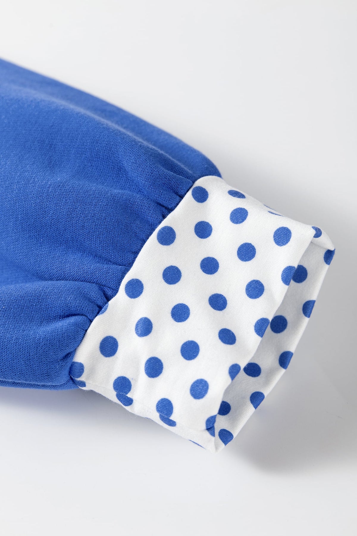 Dark Blue Polka Dot Patchwork Long Sleeve Plus Size Two-piece Outfits
