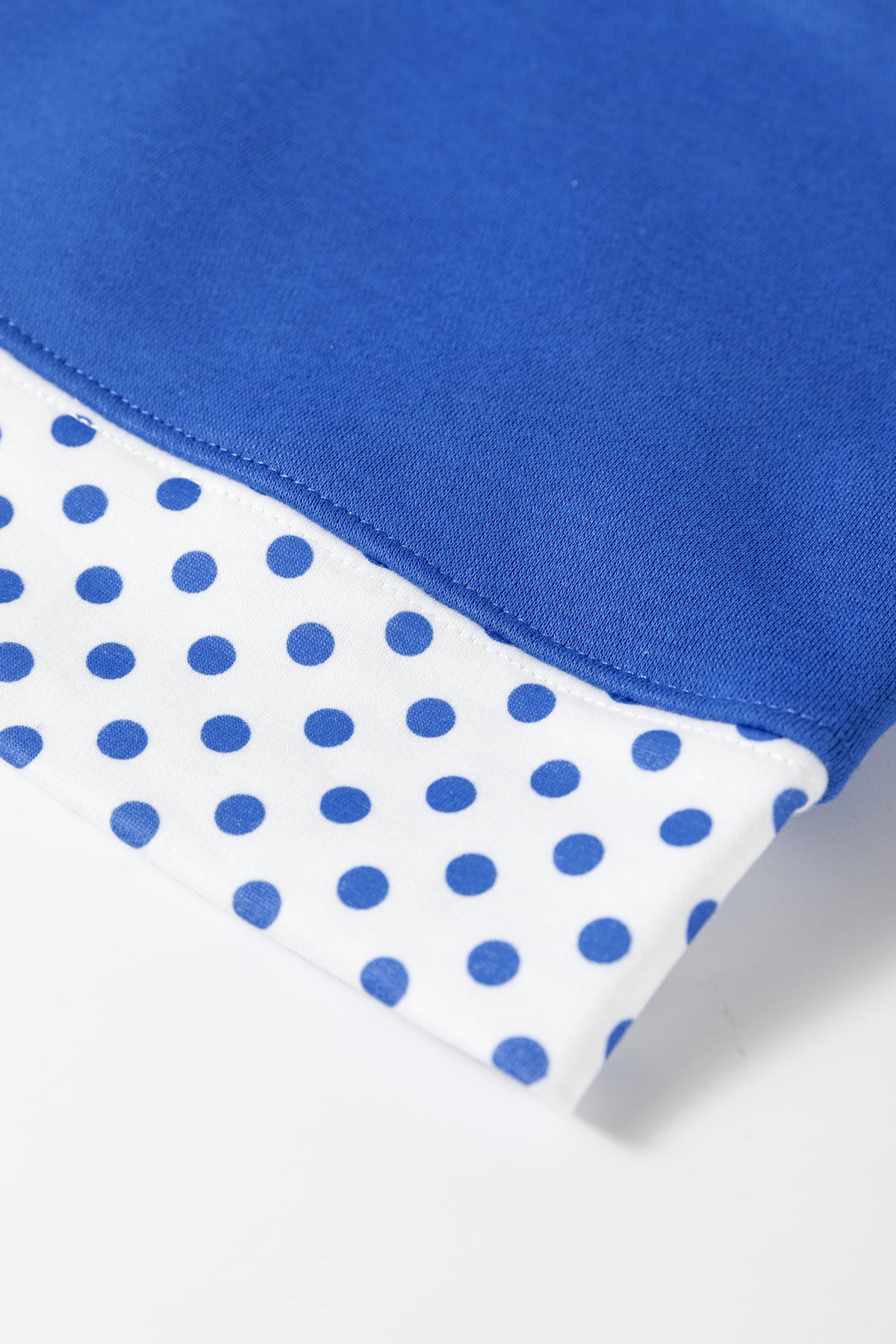 Dark Blue Polka Dot Patchwork Long Sleeve Plus Size Two-piece Outfits