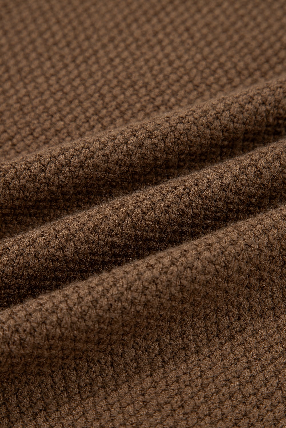 Dark Brown Color Block Knit Striped Sleeve Detail Casual Sweater