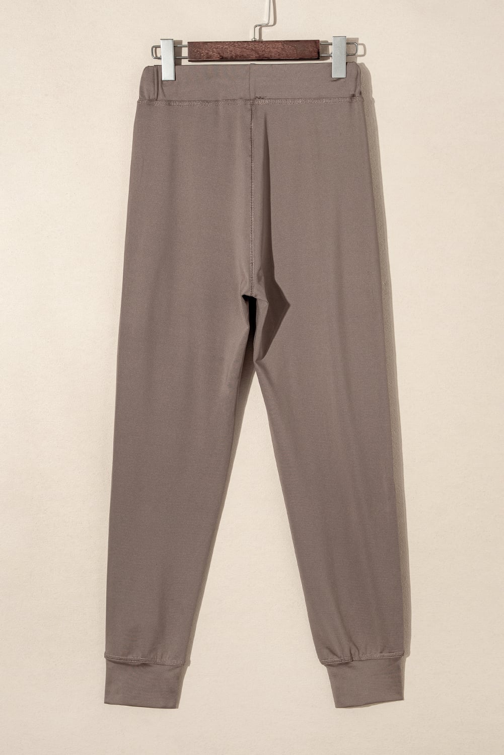 Dark Brown Drawstring Elastic Waistband Pocketed Joggers
