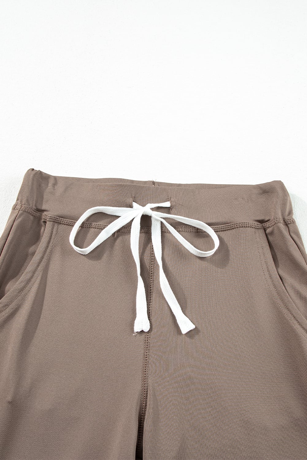Dark Brown Drawstring Elastic Waistband Pocketed Joggers