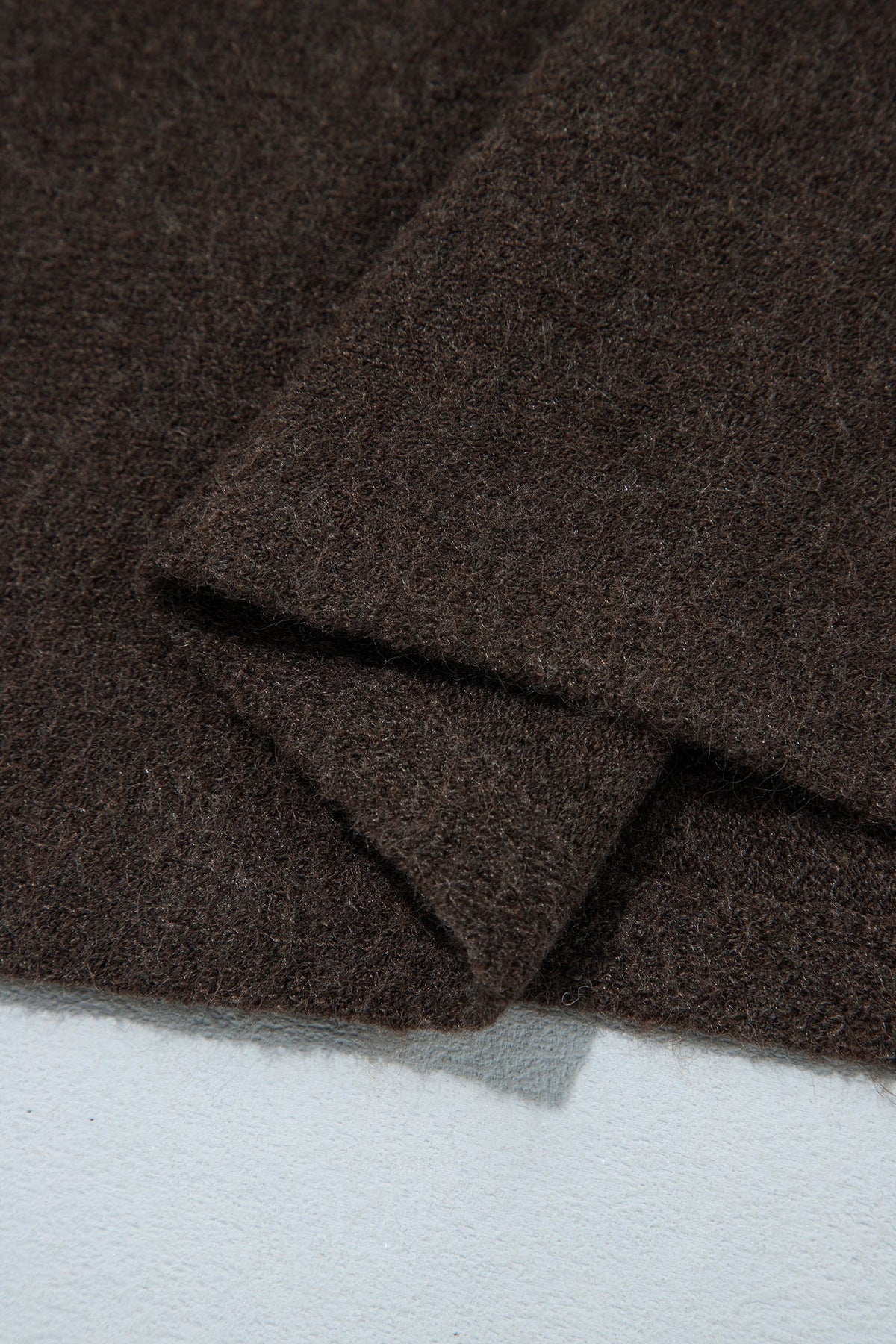 Dark Brown Ribbed Trim High Neck Short Sleeve Casual Sweater