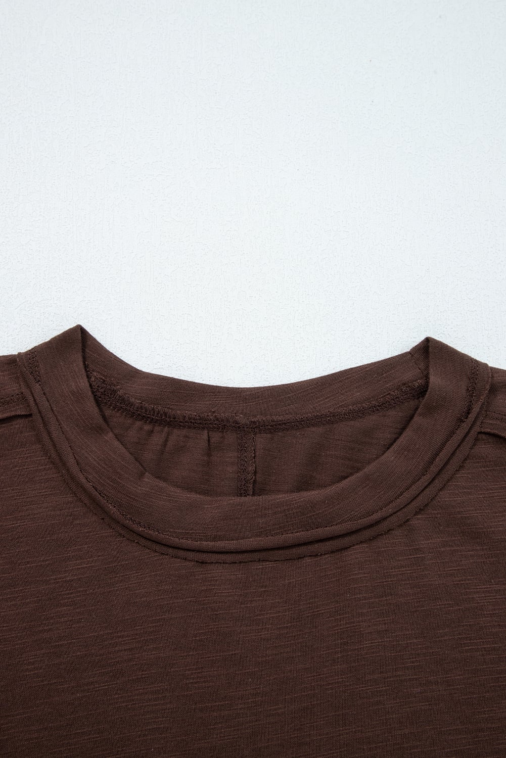 Dark Brown Sheer Lace Patchwork Casual Long Sleeve Tee