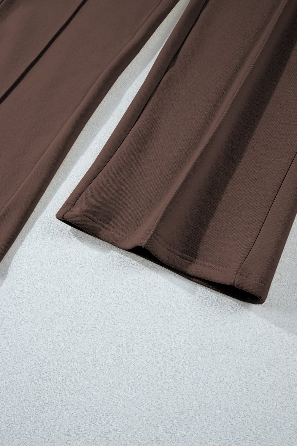 Dark Brown Solid Collared Sweatshirt and High Waist Pants Active Set