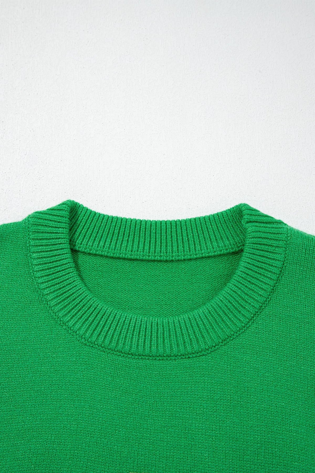 Dark Green Abstract Patch Embroidery Christmas Pullover Sweater