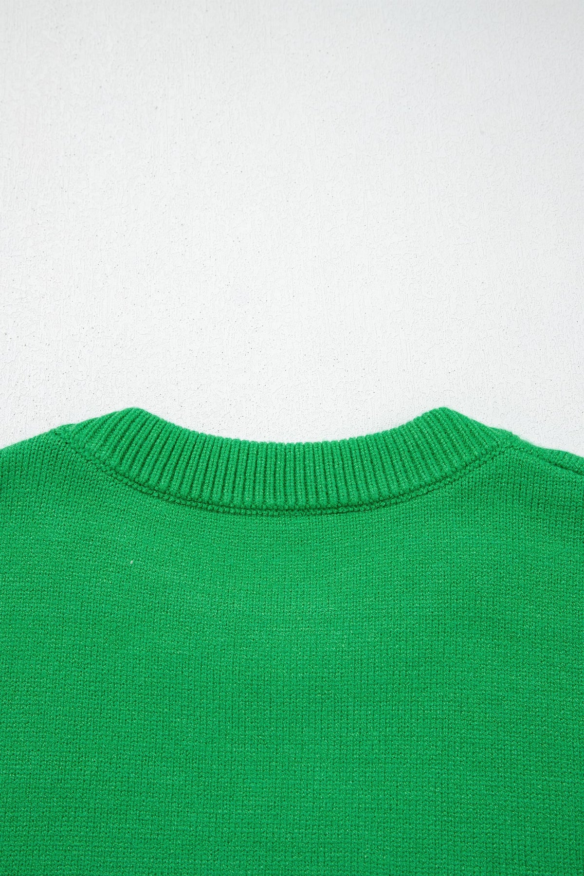 Dark Green Abstract Patch Embroidery Christmas Pullover Sweater