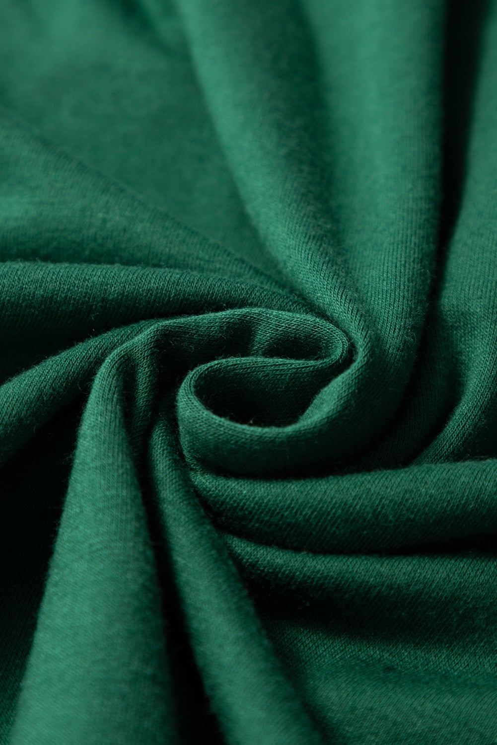 Dark Green Round Neck Rolled Sleeve Plus Size T-shirt