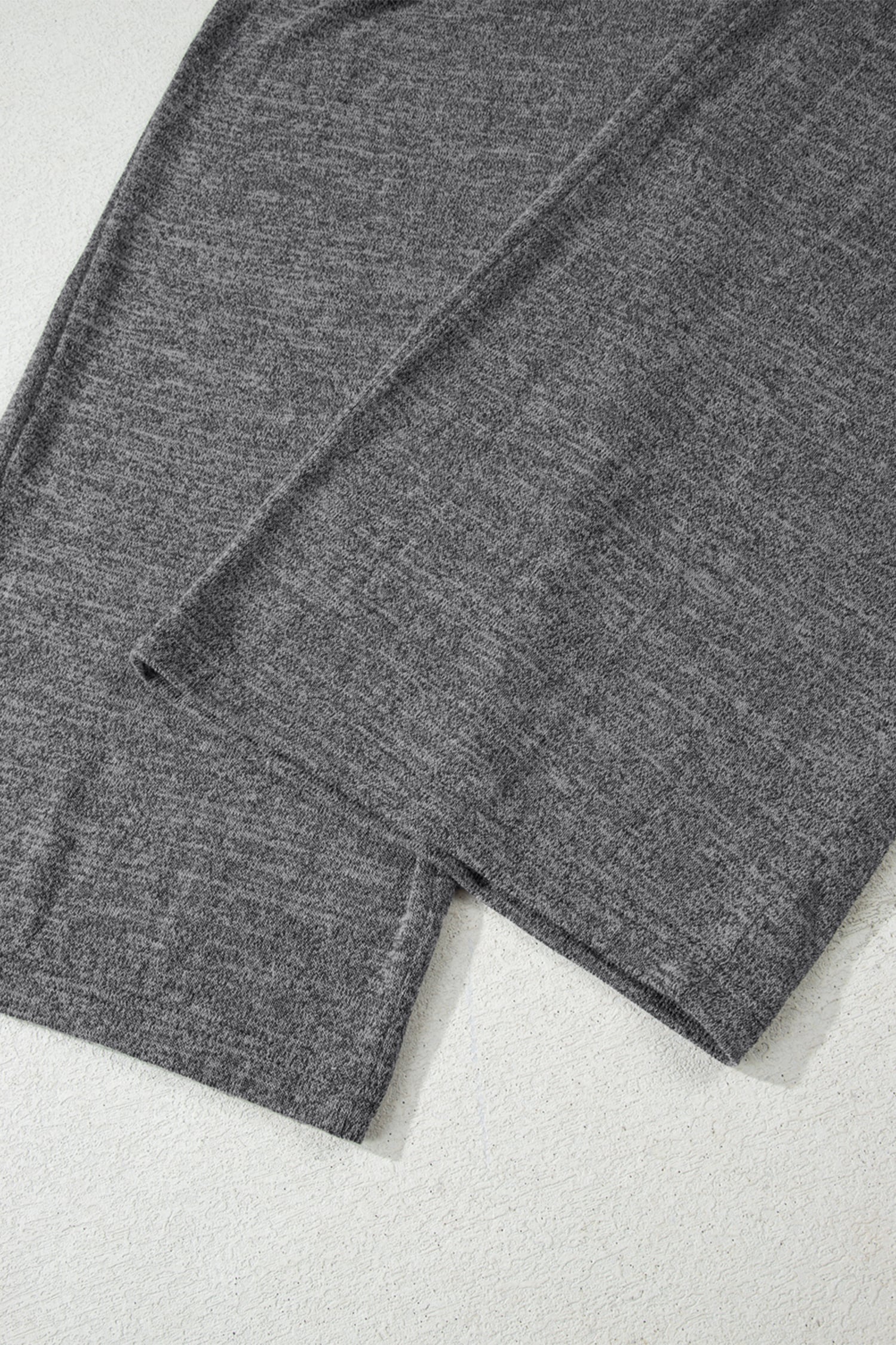 Dark Grey 3pcs V Neck T Shirt Ribbon Knot Pants Open Duster 3pcs Lounge Set