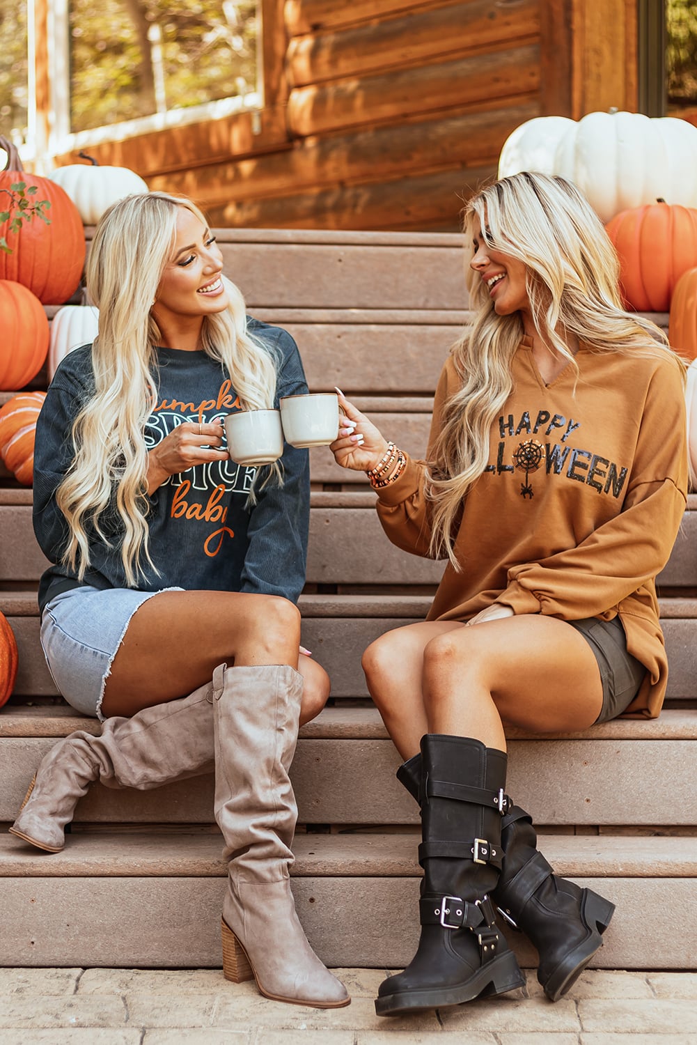 Dark Grey Pumpkin Spice Baby Graphic Textured Sweatshirt