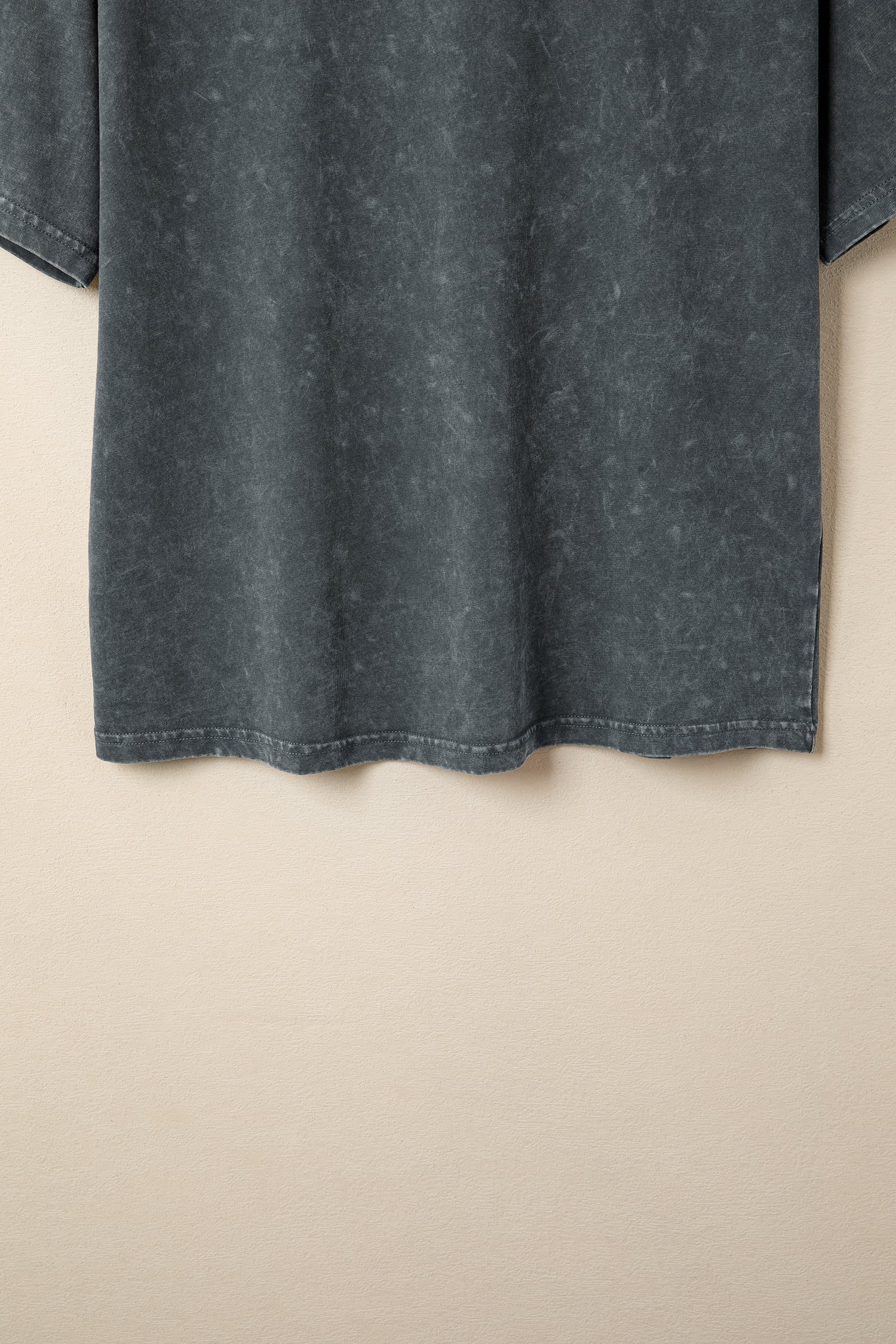 Dark Grey Solid Color Cotton Mineral Washed Oversize Tee