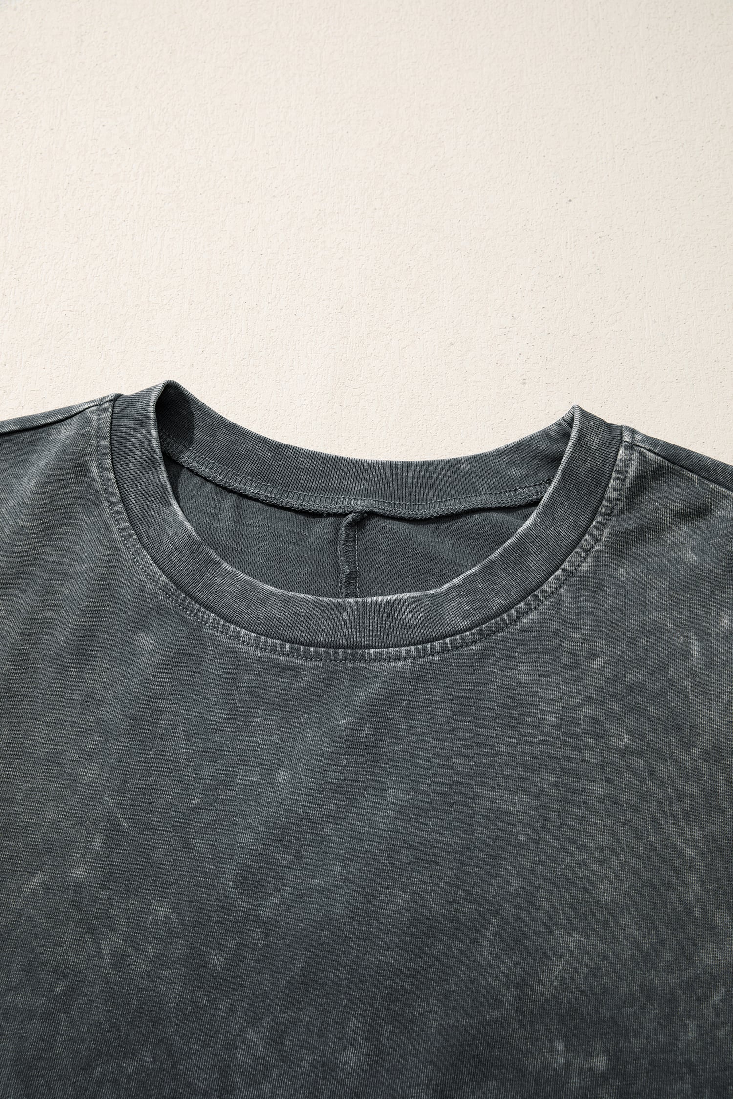Dark Grey Solid Color Cotton Mineral Washed Oversize Tee