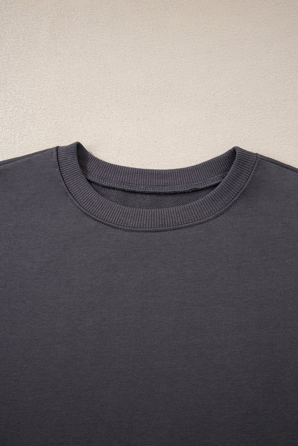 Dark Grey Varsity Striped Detail Drop Shoulder Oversized Sweatshirt