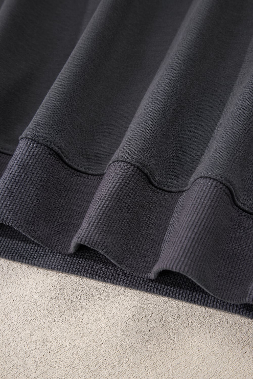 Dark Grey Varsity Striped Detail Drop Shoulder Oversized Sweatshirt