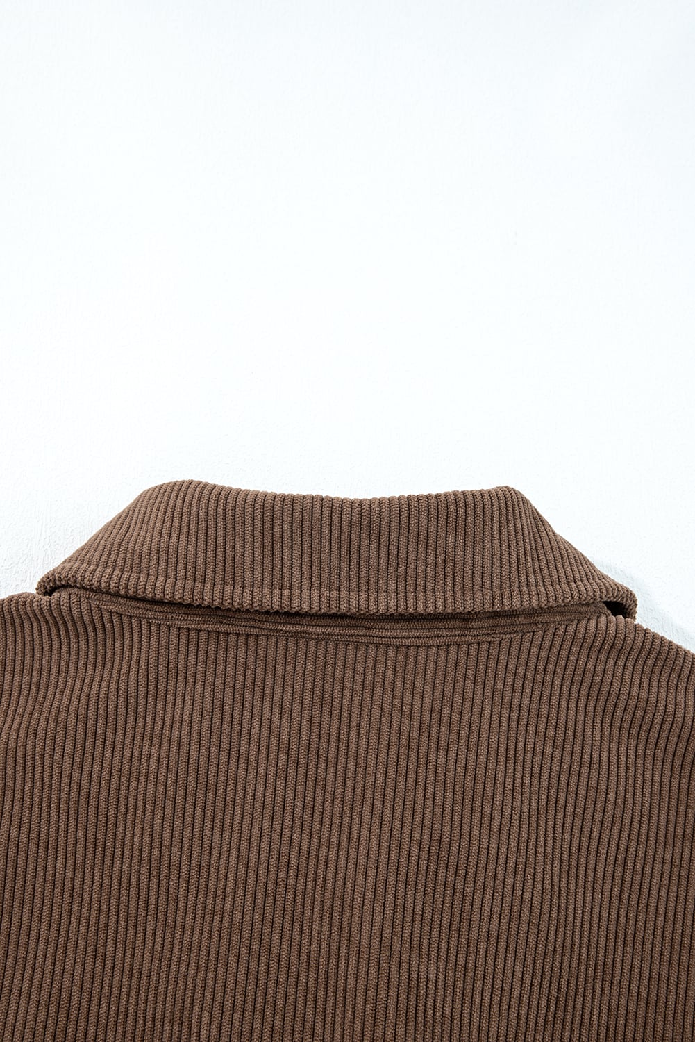Dark Khaki Button Zip Up Lapel Collar Corduroy Jacket
