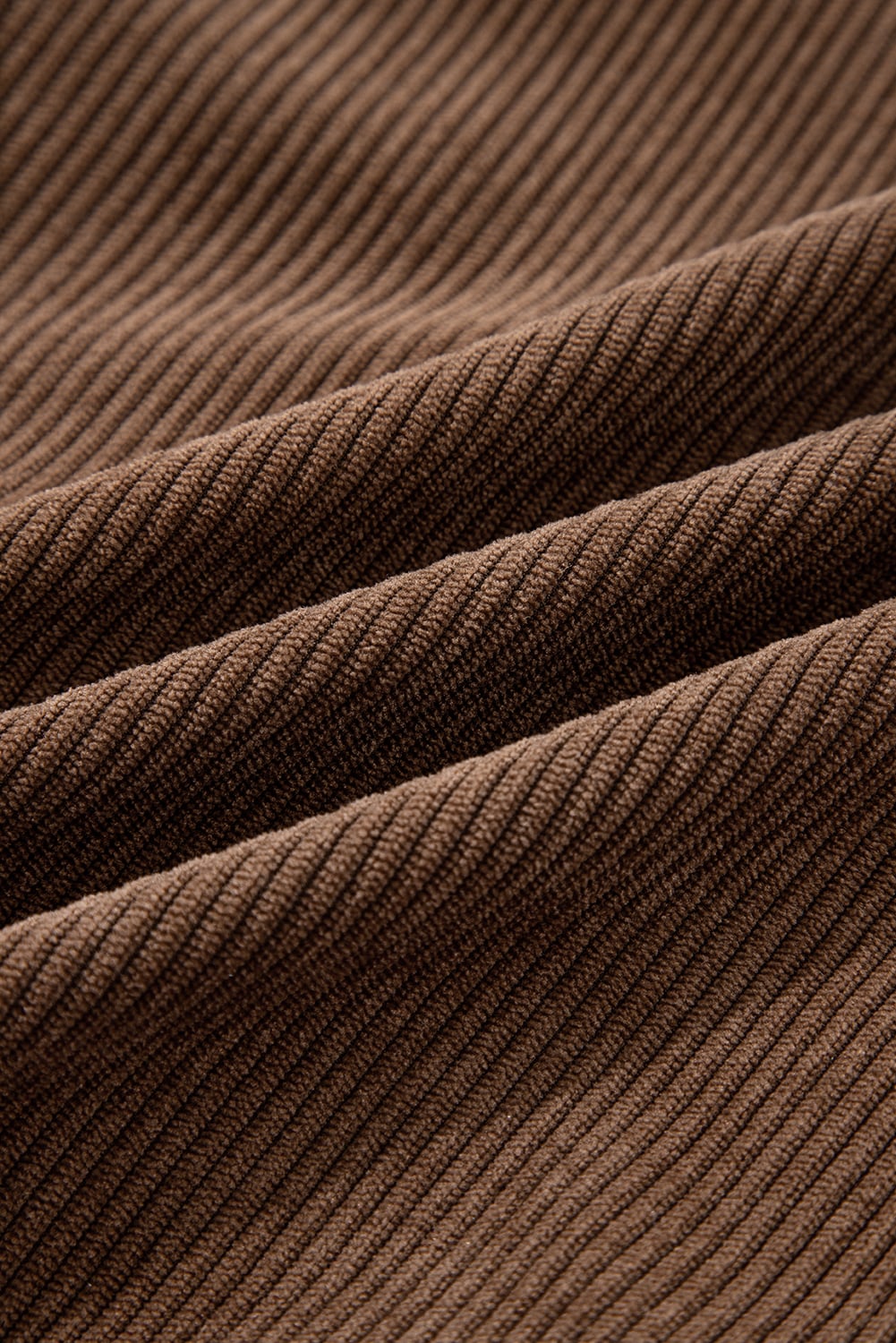 Dark Khaki Button Zip Up Lapel Collar Corduroy Jacket