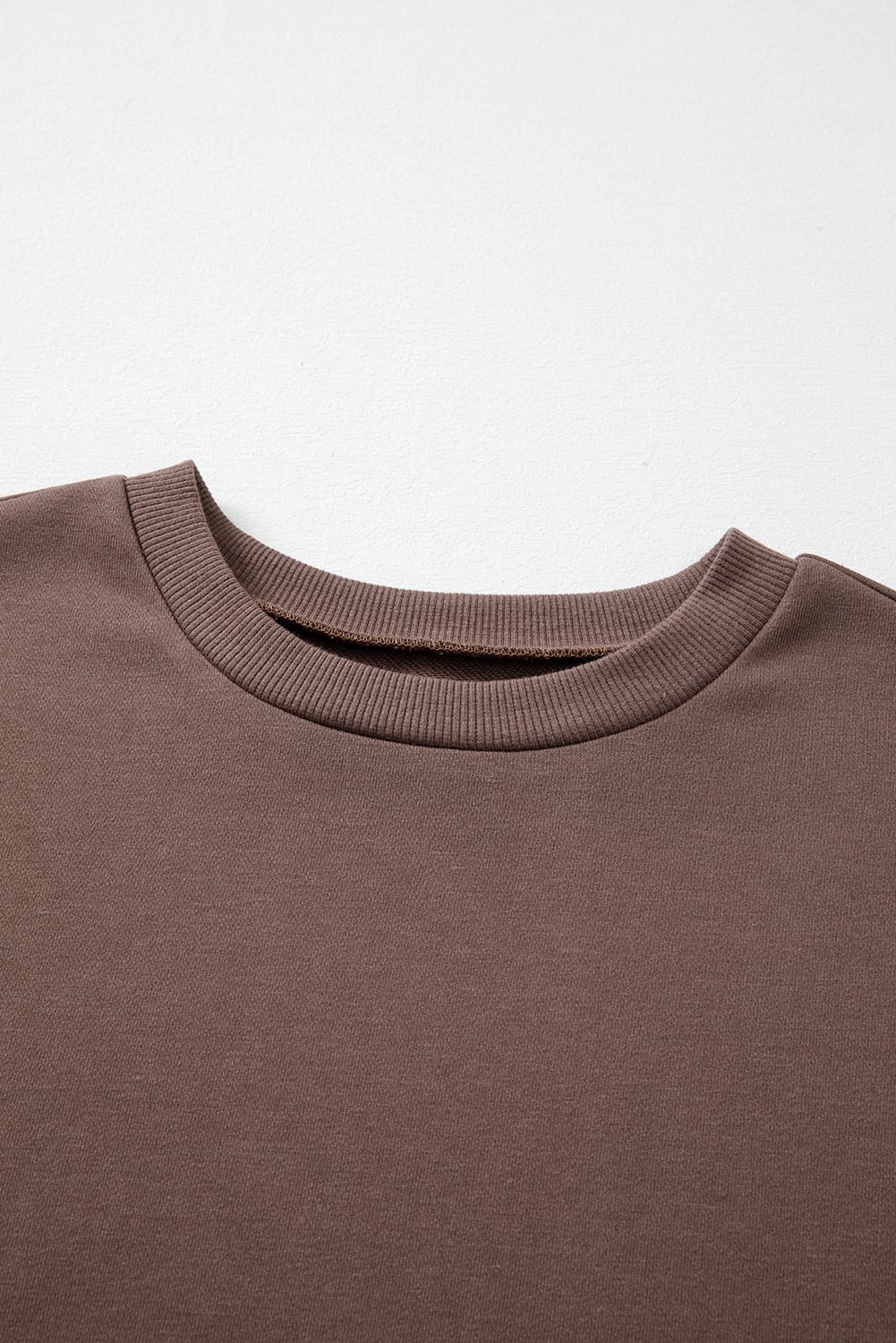 Dark Khaki Color Block Drop Shoulder Pullover Casual Sweatshirt