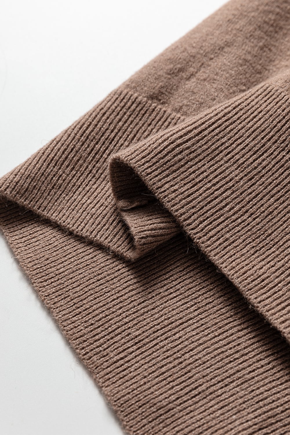 Dark Khaki Contrast Striped Trim V Neck Varsity Sweater