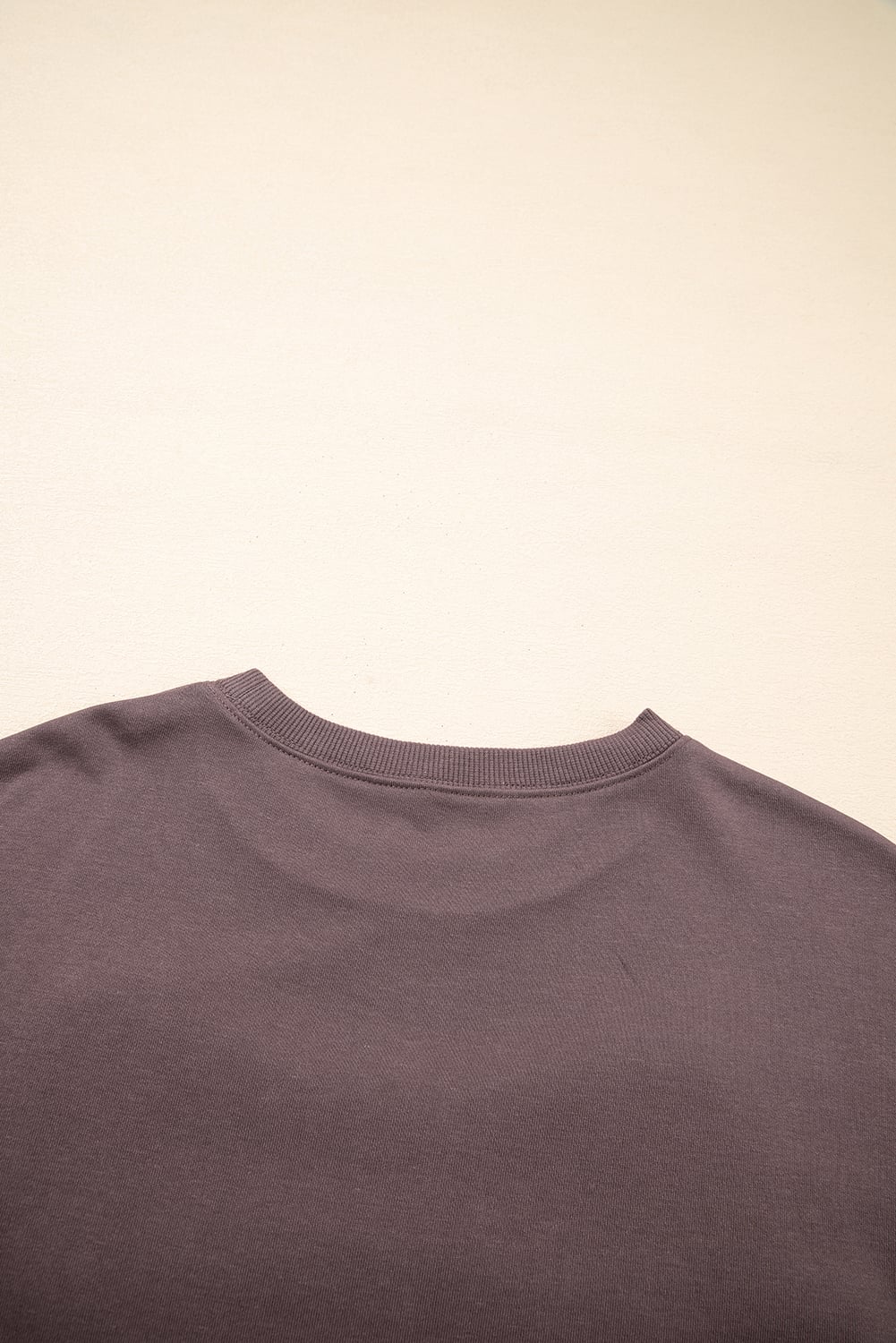 Dark Khaki Contrast Terry Bow Pattern Drop Shoulder Sweatshirt
