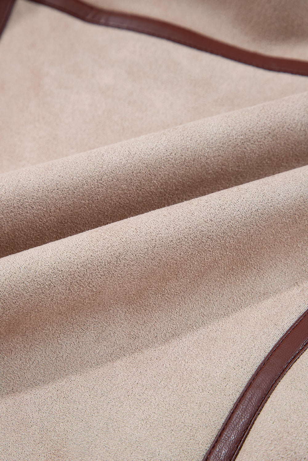 Dark Khaki Sherpa Lined Faux Suede Lapel Collar Vest