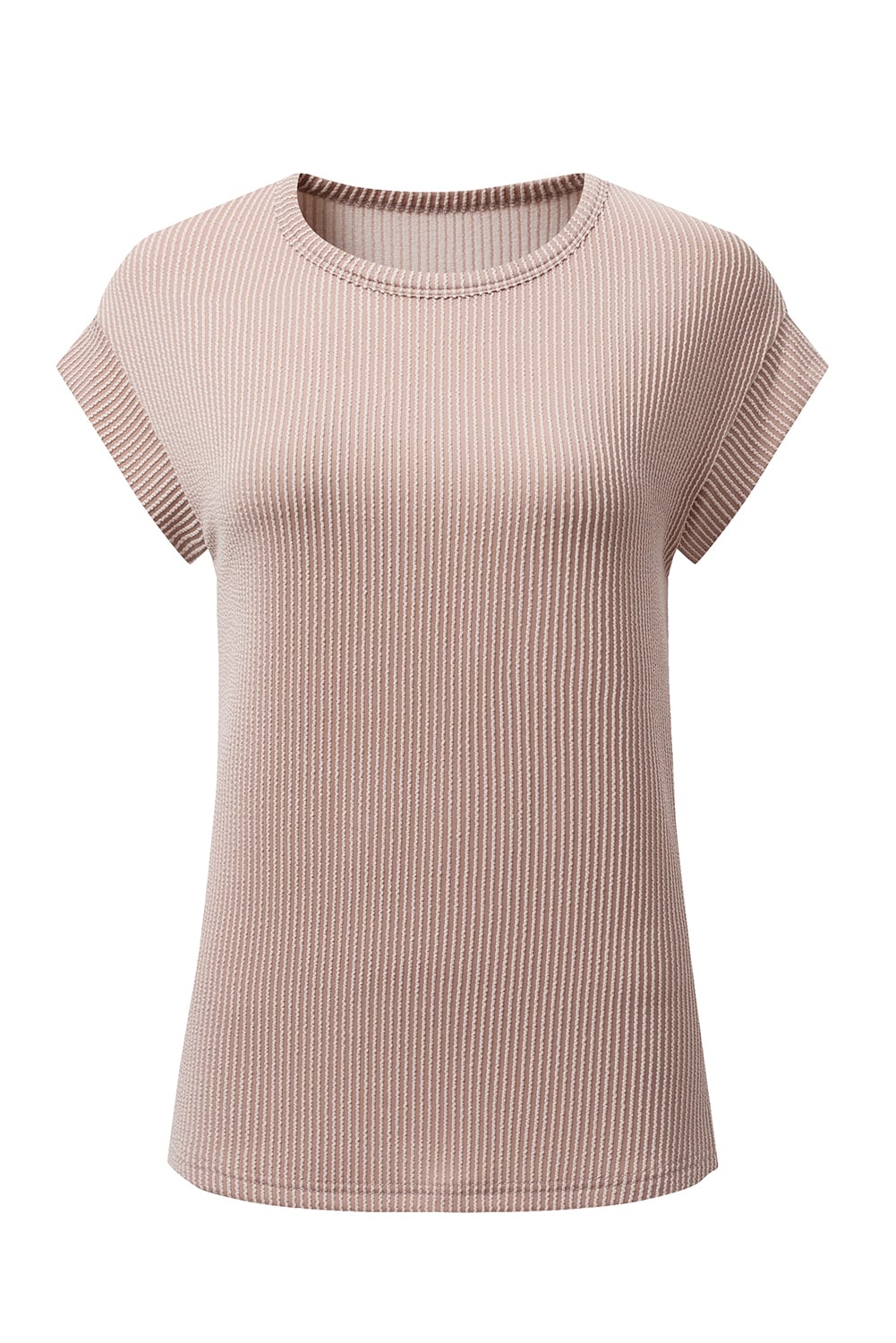 Dark Khaki Twisted Rib Wide Sleeve Crew Neck T Shirt
