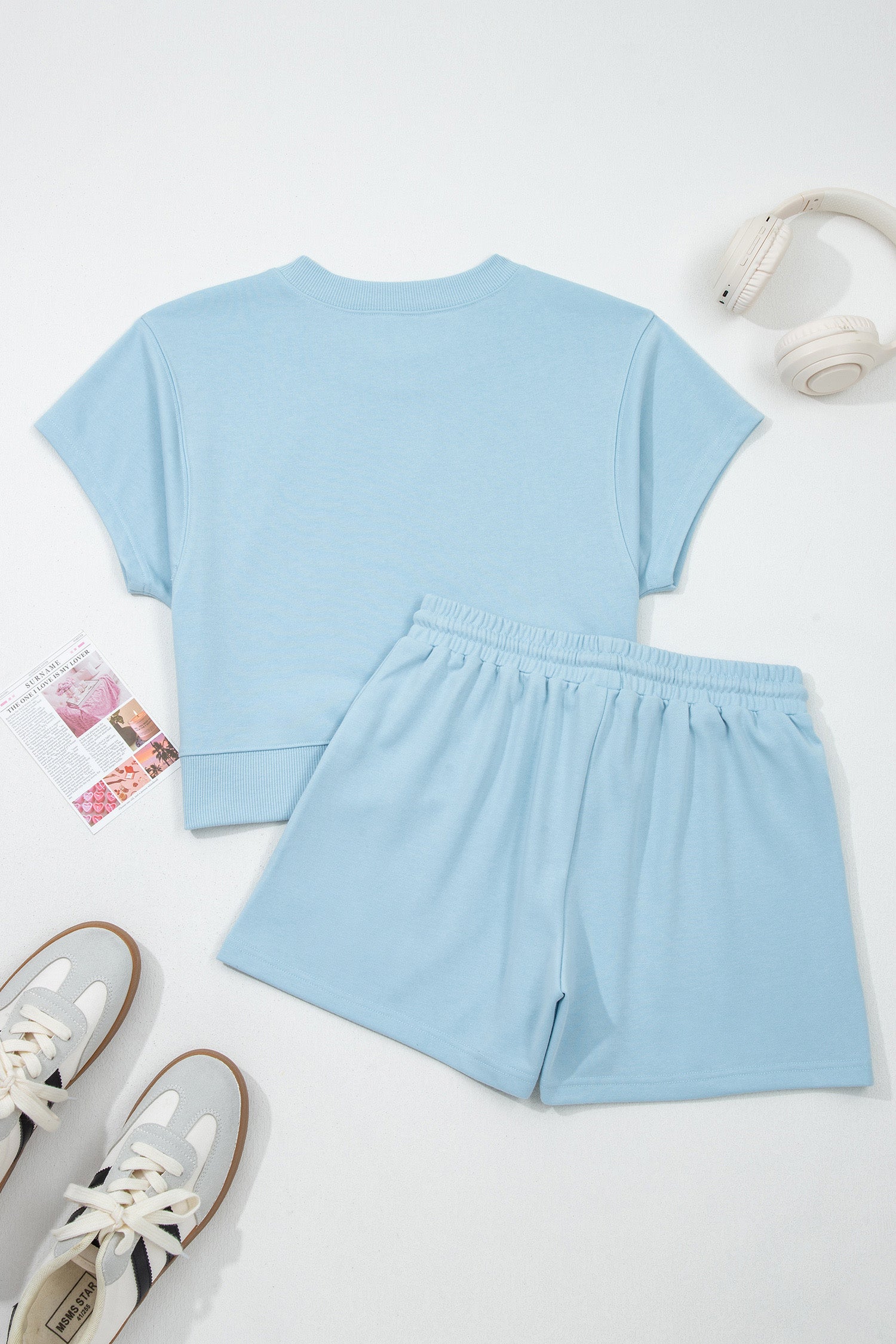 Mist Blue Sequined Cherry Game Day Pant Set