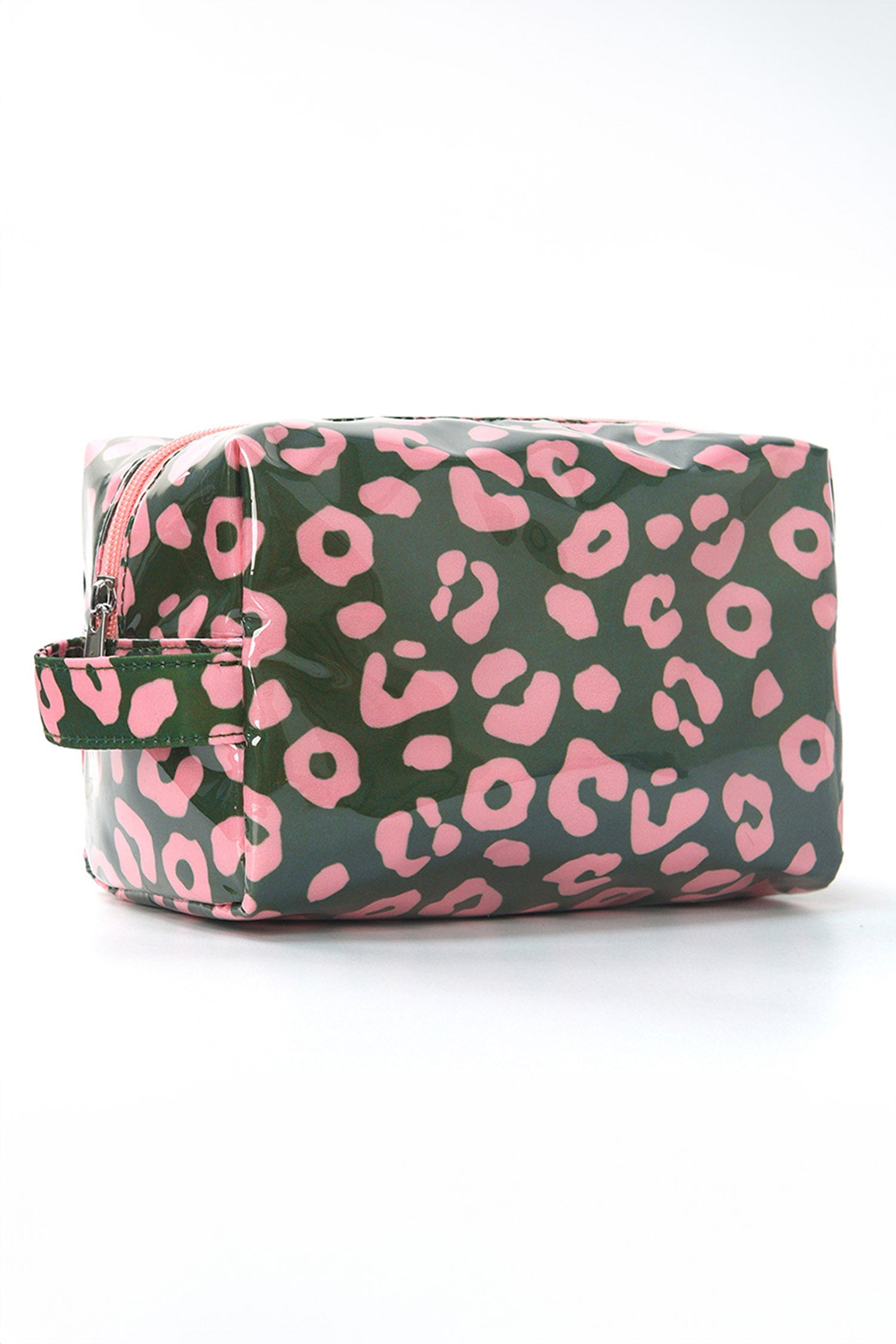 Blackish Green Leopard Print PVC Travel Makeup Organizer Cosmetic Bag