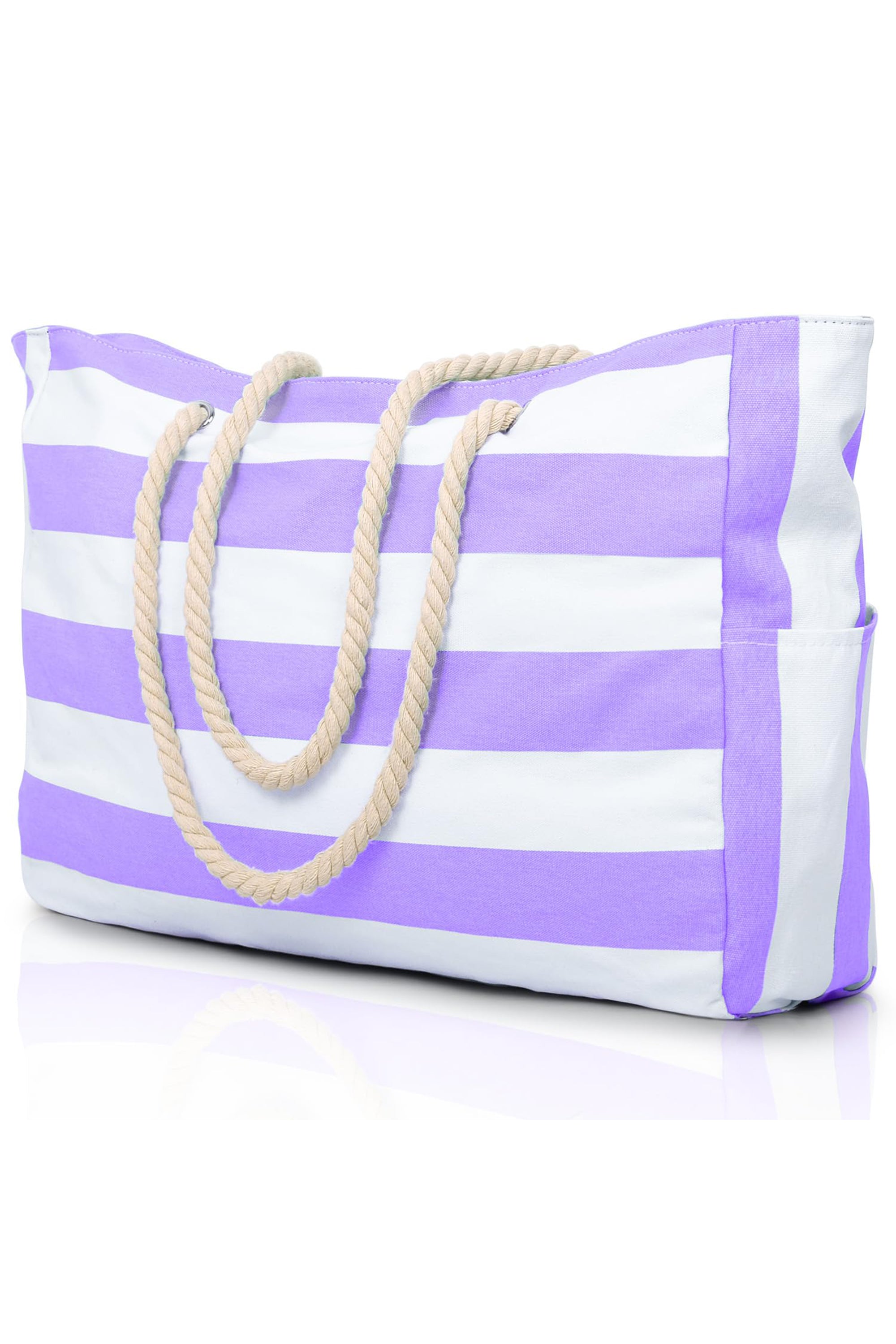 Wisteria Striped Waterproof Canvas Large Capacity Tote Bag