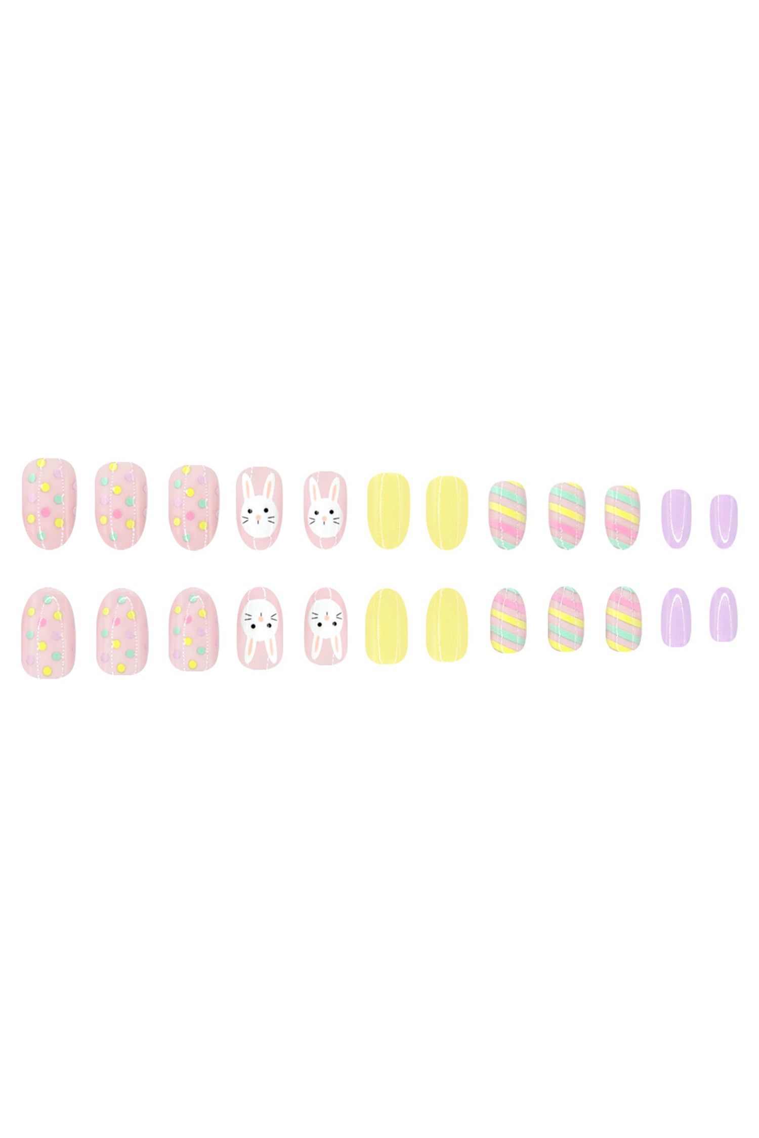 Pink Easter Bunny Cute Nail Stickers 24pieces/ Set