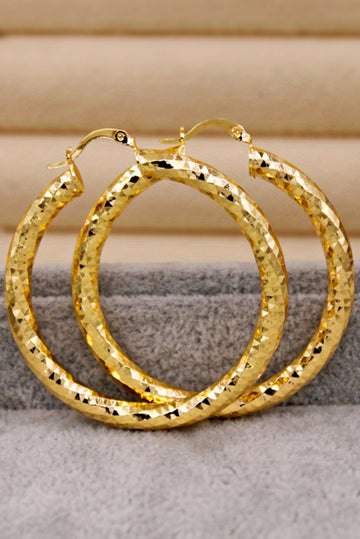 Gold Plated Diamond Cut Large Hoop Earrings